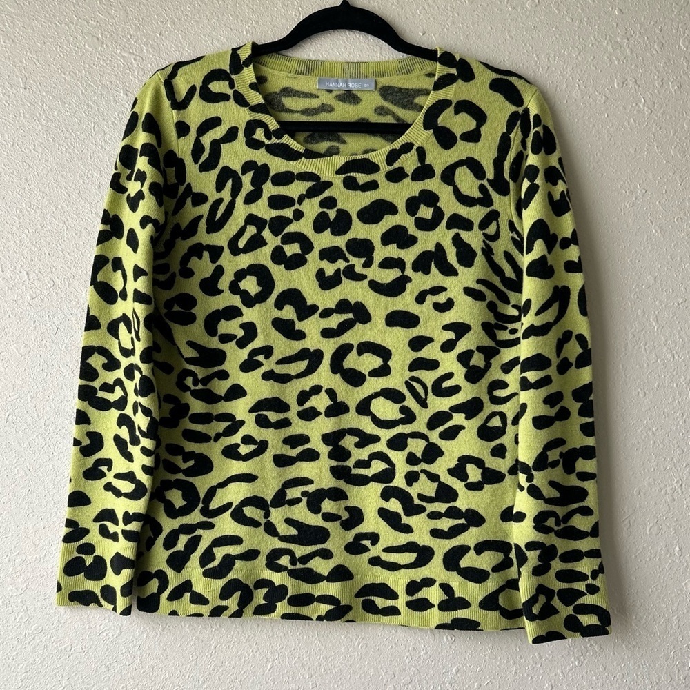 Hannah Rose leopard print cashmere sweater